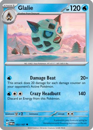 Glalie 52/167 - SV06 Twilight Masquerade Holofoil inversé 