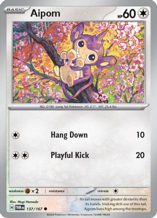 Aipom 137/167 - SV06 Twilight Masquerade Holofoil inversé 