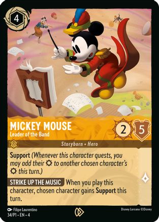 Mickey Mouse - Leader of the Band (34) Cold Foil - Disney Lorcana Promo Cards