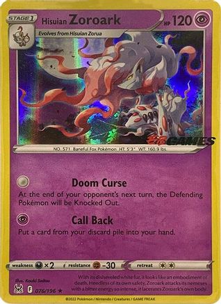 Hisuian Zoroark - 076/196 (EB Games Exclusive) 76 - [Miscellaneous Cards & Products] Holofoil