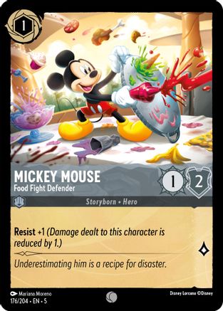 Mickey Mouse - Food Fight Defender (176/204) Cold Foil - Shimmering Skies