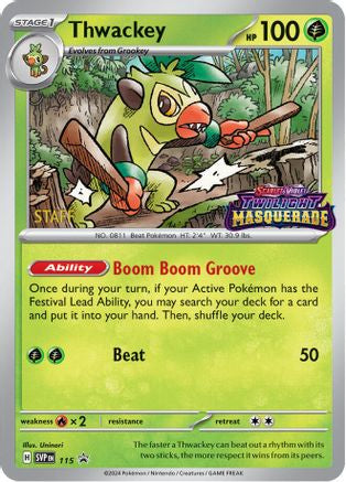 Thwackey - 115 (Prerelease) [Staff] 115 - [SV Scarlet & Violet Promo Cards] Holofoil