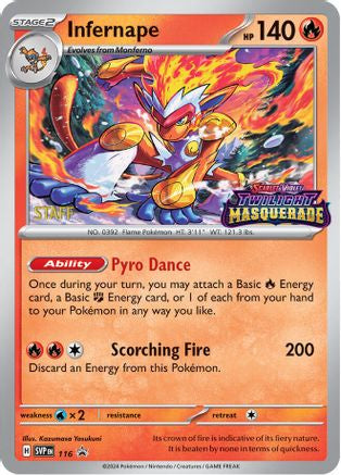 Infernape - 116 (Prerelease) [Staff] 116 - [SV Scarlet & Violet Promo Cards] Holofoil