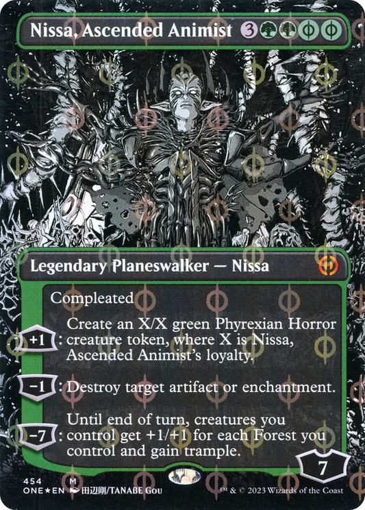 Nissa, Ascended Animist (ONE-454) - [Phyrexia: All Will Be One]: (Showcase) (Borderless) Foil