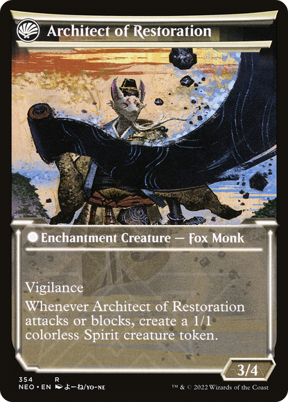 The Restoration of Eiganjo // Architect of Restoration (NEO-354) - [Kamigawa: Neon Dynasty]: (Showcase, fandfc)