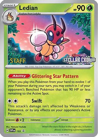 Ledian - 133 (Prerelease) [Staff] 133 - [SV Scarlet & Violet Promo Cards] Reverse Holofoil