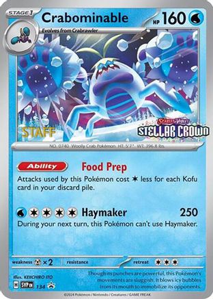 Crabominable - 134 (Prerelease) [Staff] 134 - [SV Scarlet & Violet Promo Cards] Reverse Holofoil