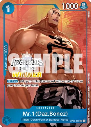 Mr.1 (Daz.Bonez) (Online Regional 2024 Vol. 3) [Winner] (OP02-063) - One Piece Promotion Cards