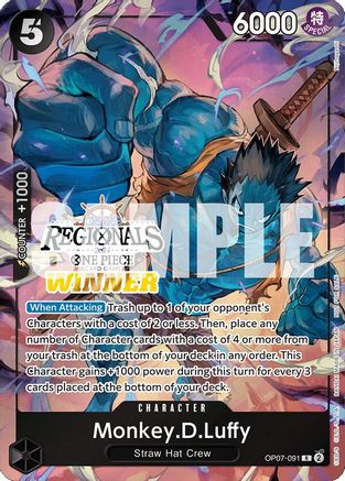 Monkey.D.Luffy (091) (Online Regional 2024 Vol. 3) [Winner] (OP07-091) - One Piece Promotion Cards