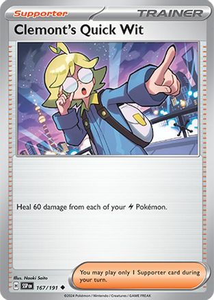 Clemont's Quick Wit 167/191 - [SV08 Surging Sparks] Reverse Holofoil