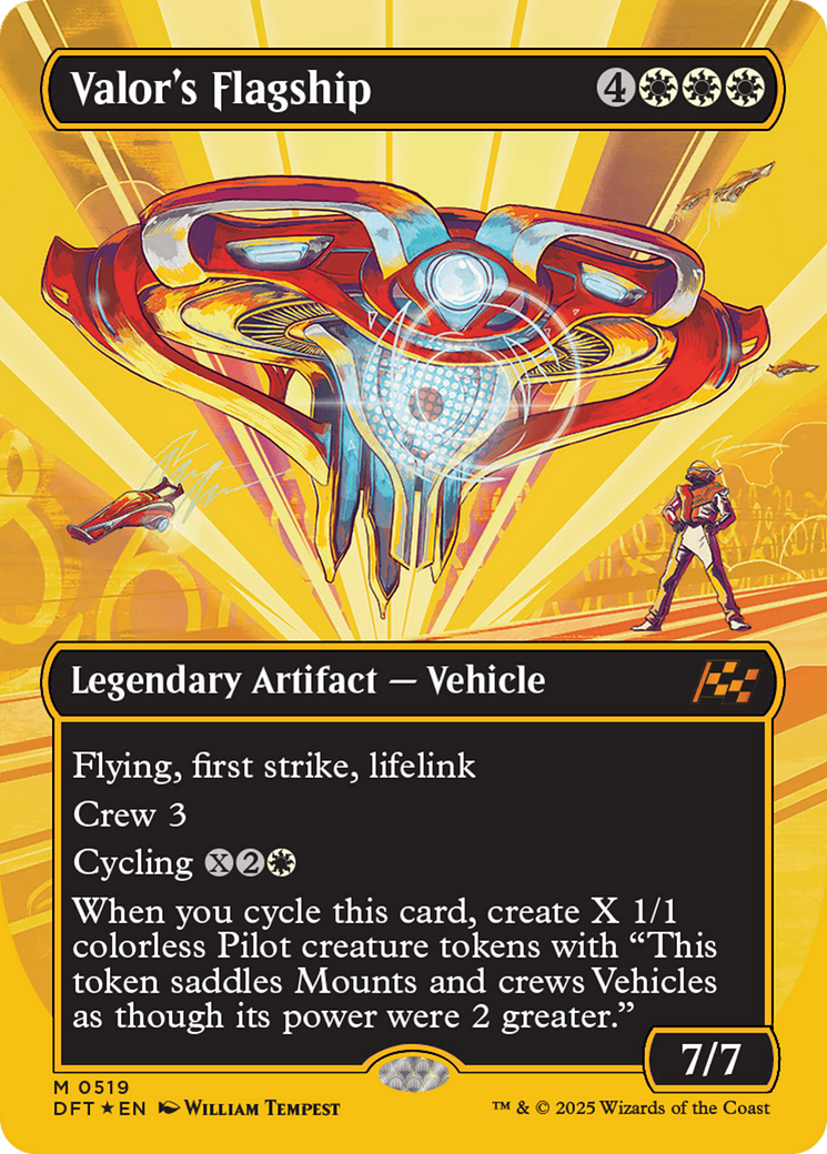 Valor's Flagship (DFT-519) - [Aetherdrift] (Borderless) Foil