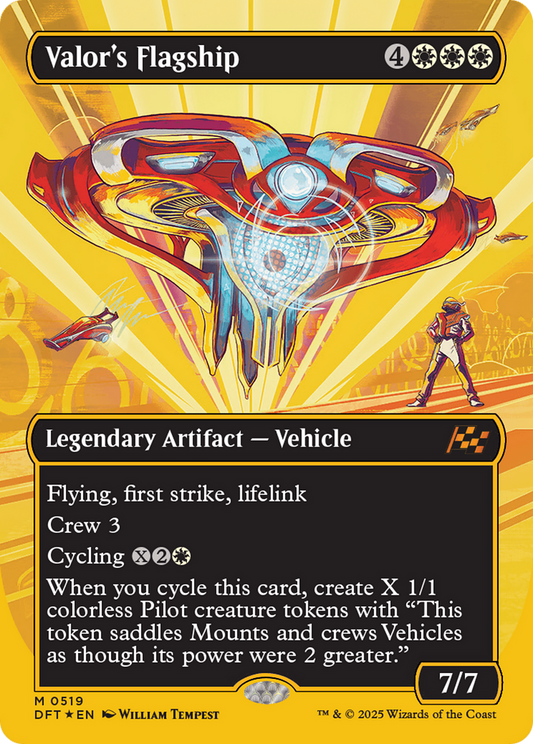 Valor's Flagship (DFT-519) - [Aetherdrift] (Borderless) Foil