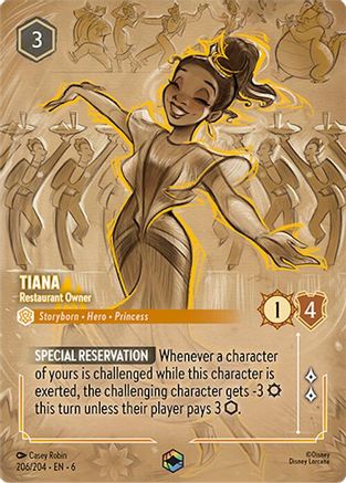 Tiana - Restaurant Owner (Enchanted) (206/204) Holofoil - Azurite Sea