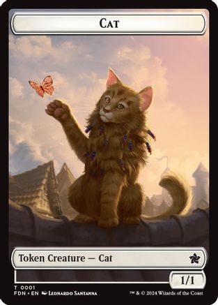 Cat (0001) // Cat (0002) Doubled-Sided Token (-1 // 2) - [Foundations] Foil