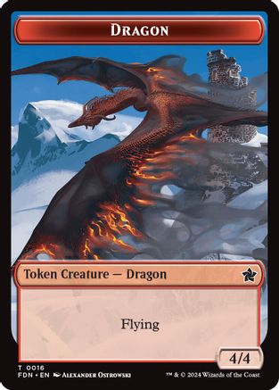 Dragon (0016) // Dragon (0017) Doubled-Sided Token (-16 // 17) - [Foundations] Foil