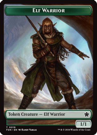 Elf Warrior // Cat (001) Doubled-Sided Token (-19 // 1) - [Foundations] Foil