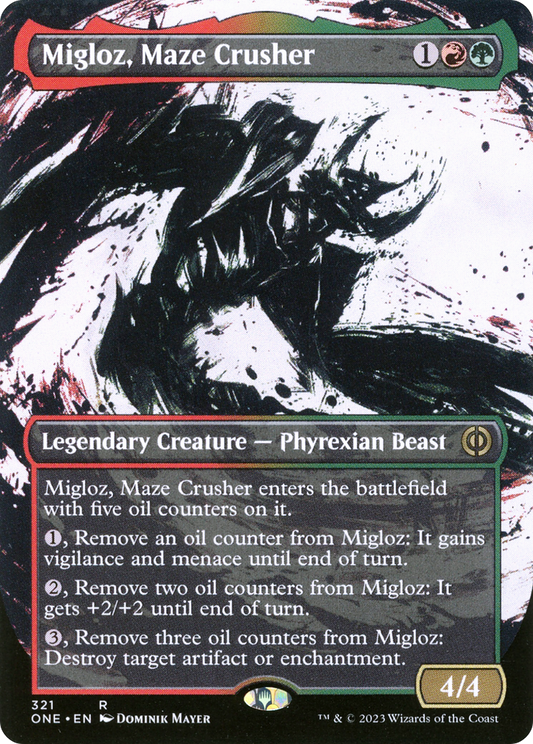 Migloz, Maze Crusher (ONE-321) - [Phyrexia: All Will Be One]: (Showcase) (Borderless)