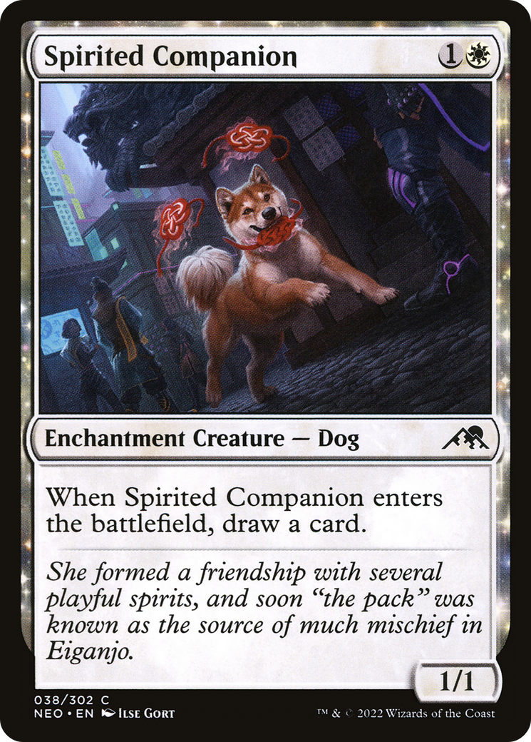 Spirited Companion (NEO-038) - [Kamigawa: Neon Dynasty]: (enchantment)