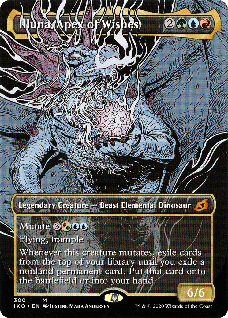 Illuna, Apex of Wishes (IKO-300) - [Ikoria: Lair of Behemoths]: (Showcase) (Borderless) Foil