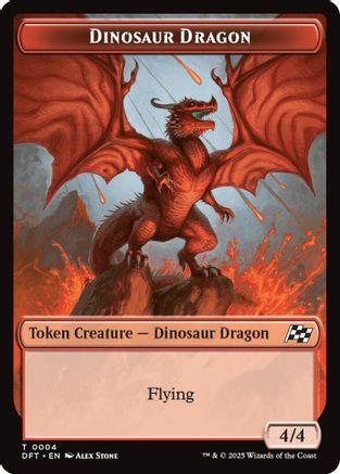 Dinosaur Dragon // Treasure Double-Sided Token (DFT-4 // 11) - [Aetherdrift] Foil