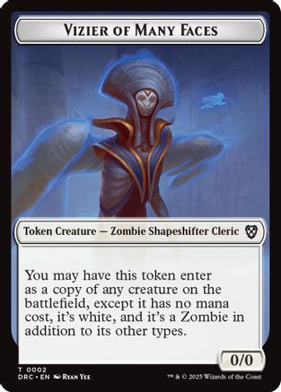 Vizier of Many Faces // Zombie (0003) Double-Sided Token (DRC-2 // 3) - [Commander: Aetherdrift]