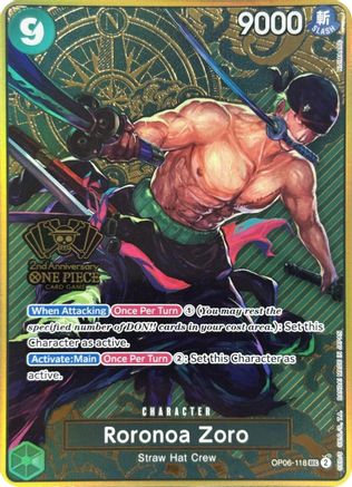 Roronoa Zoro (One Piece Japanese Version 2nd Anniversary Set) (OP06-118) - One Piece Promotion Cards