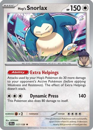 Hop's Snorlax 117/159 - [SV09 Journey Together] Reverse Holofoil