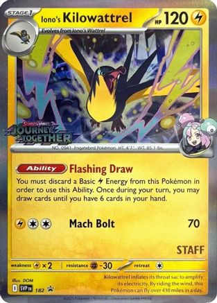 Iono's Kilowattrel - 182 (Prerelease) [Staff] 182 - [SV Scarlet & Violet Promo Cards] Holofoil