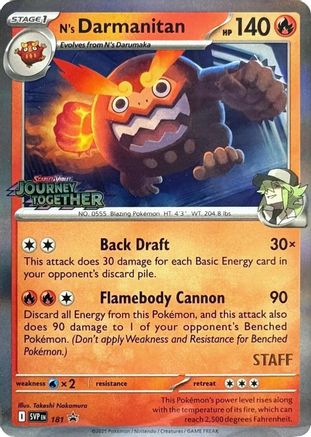 N's Darmanitan - 181 (Prerelease) [Staff] 181 - [SV Scarlet & Violet Promo Cards] Holofoil