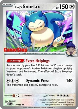 Hop's Snorlax - 117/159 (GameStop) (Cosmos Holo) 117 - [SV09 Journey Together] Holofoil