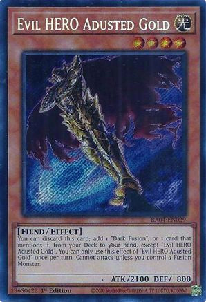 Evil HERO Adusted Gold (Secret Rare) (RA04-EN029) - Quarter Century Stampede 1st Edition