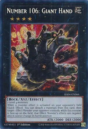Number 106: Giant Hand (Secret Rare) (RA04-EN066) - Quarter Century Stampede 1st Edition