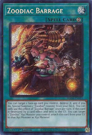Zoodiac Barrage (Secret Rare) (RA04-EN091) - Quarter Century Stampede 1st Edition