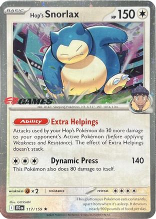 Hop's Snorlax - 117/159 (EB Games) (Cosmos Holo) 117 - [Miscellaneous Cards & Products] Holofoil