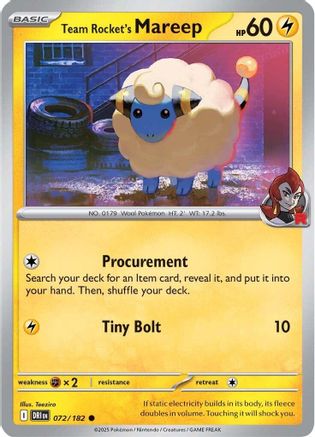Team Rocket's Mareep 072/182 - [SV10 Destined Rivals] Reverse Holofoil