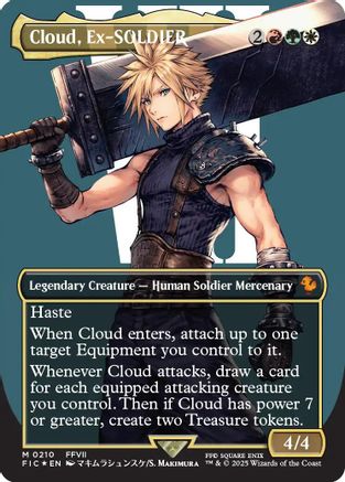 Cloud, Ex-SOLDIER (Borderless) (Surge Foil) (FIC-210) - [Commander: FINAL FANTASY] Foil