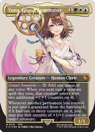 Yuna, Grand Summoner (Borderless) (Surge Foil) (FIC-216) - [Commander: FINAL FANTASY] Foil