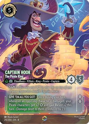 Captain Hook - The Pirate King (Enchanted) (215/204) - [ Reign of Jafar ] Holofoil