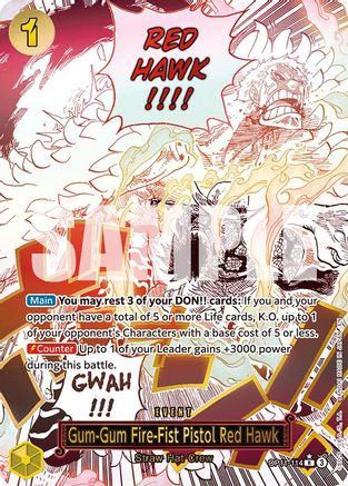 Gum-Gum Fire-Fist Pistol Red Hawk (Alternate Art) (OP11-114) - A Fist of Divine Speed