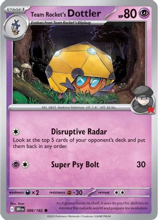 Team Rocket's Dottler 088/182 - [SV10 Destined Rivals] Reverse Holofoil