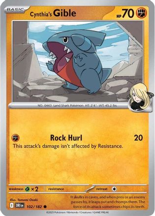 Cynthia's Gible 102/182 - [SV10 Destined Rivals] Reverse Holofoil