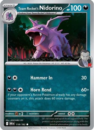 Team Rocket's Nidorino 118/182 - [SV10 Destined Rivals]