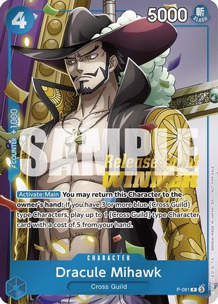 Dracule Mihawk (A Fist of Divine Speed Release Event Winner) (P-081) - One Piece Promotion Cards