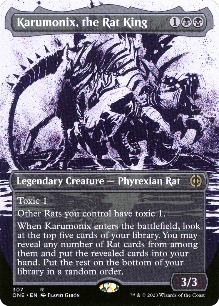 Karumonix, the Rat King (ONE-307) - [Phyrexia: All Will Be One]: (Showcase) (Borderless) Foil