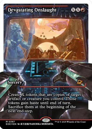 Devastating Onslaught (0387) (Showcase) (Fracture Foil) (EOE-387) - [Edge of Eternities] Foil