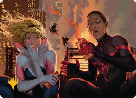 Heroes' Hangout Art Card (Gold-Stamped Planeswalker Symbol) (AASPM-014) - [Art Series: Marvel's Spider-Man]