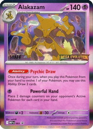 Alakazam - 003 (Staff) 3 - [ME Mega Evolution Promo] Holofoil