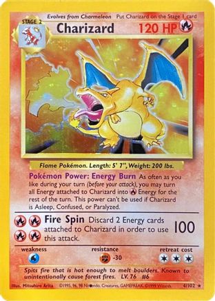 Charizard (Black Dot Error) 4 - [Base Set] Holofoil