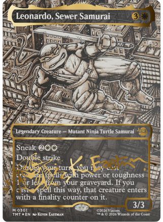 Leonardo, Sewer Samurai (Borderless) (Gold-Stamped Signature) (TMT-301) - [Teenage Mutant Ninja Turtles] Foil