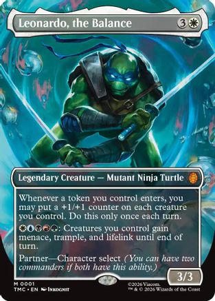 Leonardo, the Balance (0001) (Borderless) (TMC-001) - [Commander: Teenage Mutant Ninja Turtles] Foil